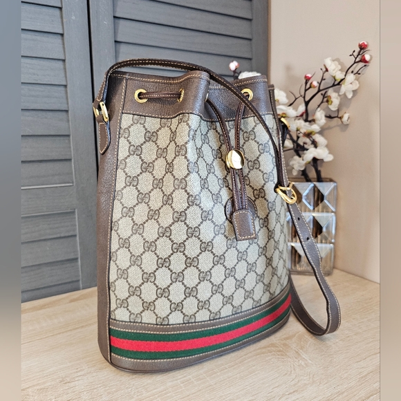 Authentic GUCCI GG Monogram Drawstring Bucket Shoulder Bag - Picture 15 of 16